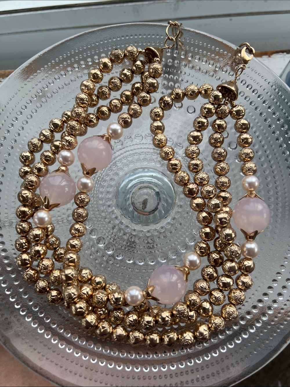 Chico’s Gold/Blush Pink Beaded Necklace - Women Jewelry